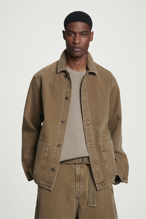 Расслабленная джинсовая оверсайз рубашка с вышивкой цепочками 1271309002 - Фото 14139200