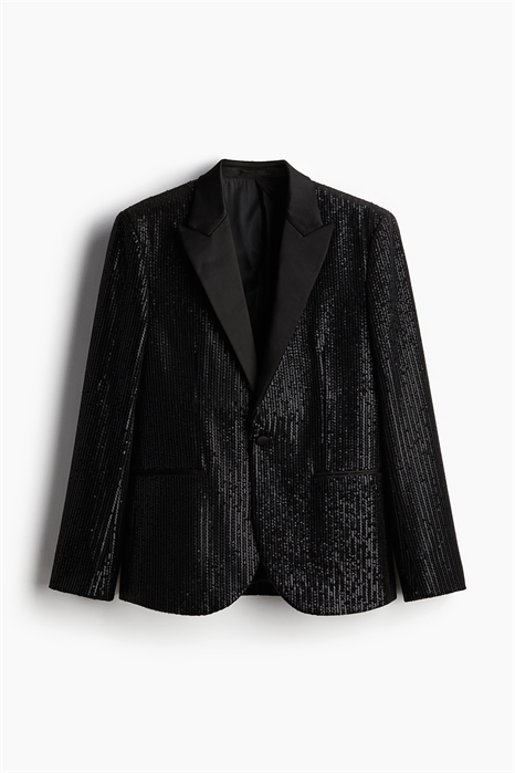 Однобортный пиджак-смокинг с блестками Regular Fit 1250739001 - Фото 14139420