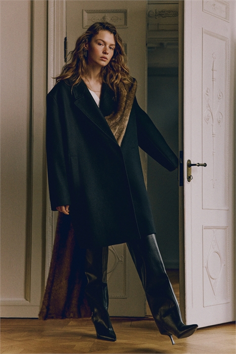 Безразмерное пальто из шерстяного бленда 1306046002 - Фото 14142218