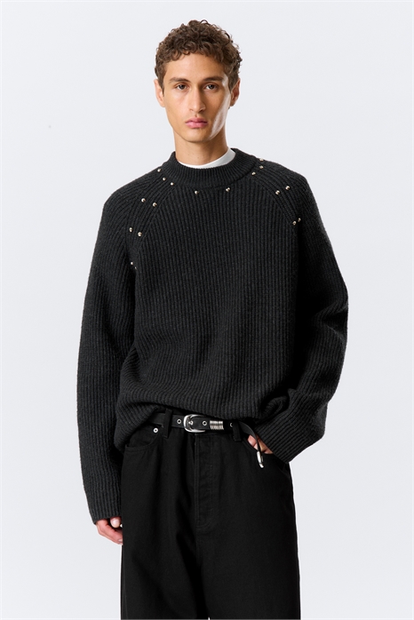 Расслабленный вязаный свитер из шерстяного бленда со шпильками 1308243001 - Фото 14142279