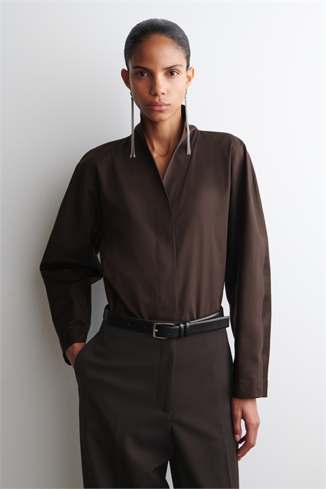 Блузка из хлопка с шалевым воротником 1309561002 - Фото 14144721