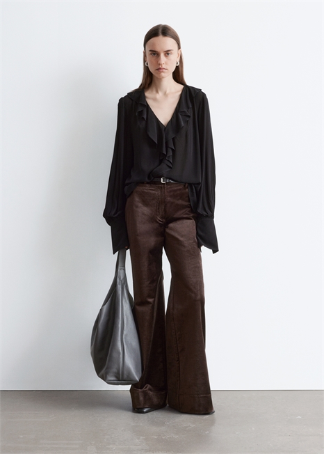 Расклешенные бархатные брюки 1285972002 - Фото 14148184