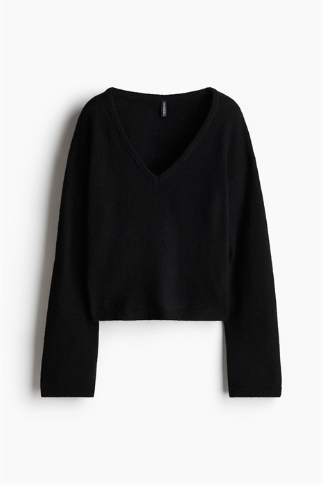 Джемпер с V-образным вырезом из тонкой вязки 1262846002 - Фото 14148262