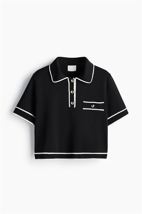 Трикотажный топ с воротником 1261865001 - Фото 14148711