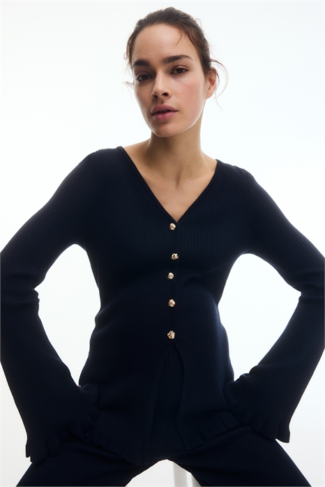 Кардиган MAMA с ребристой вязкой 1303321001 - Фото 14150033