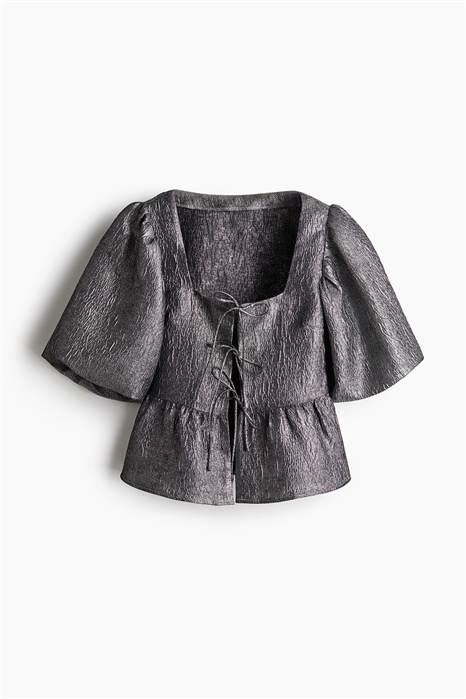 Блузка с завязками спереди из жаккардового плетения 1257865004 - Фото 14150084