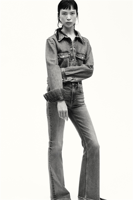 Расклешенные высокие джинсы 1302894001 - Фото 14150439