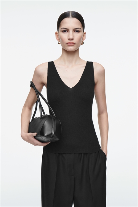 Тонкий кашемировый топ с ребристой поверхностью 1265931002 - Фото 14153124