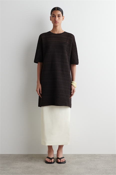 Плиссированное трикотажное мини-платье 1278200001 - Фото 14153165