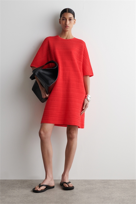 Плиссированное трикотажное мини-платье 1278200002 - Фото 14153174