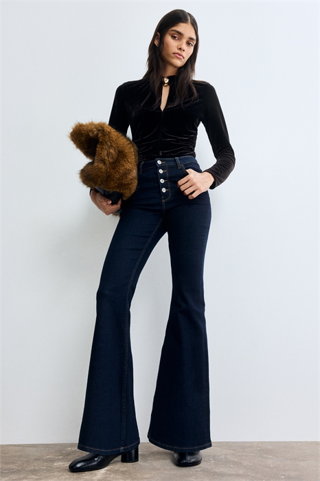 Расклешенные высокие джинсы 1308114001 - Фото 14154170