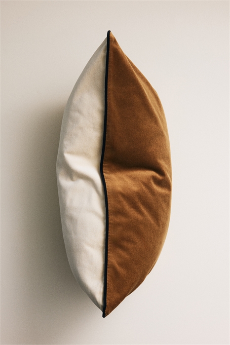 Бархатный чехол для подушки с отделкой из пипсовки 1308649001 - Фото 14156290