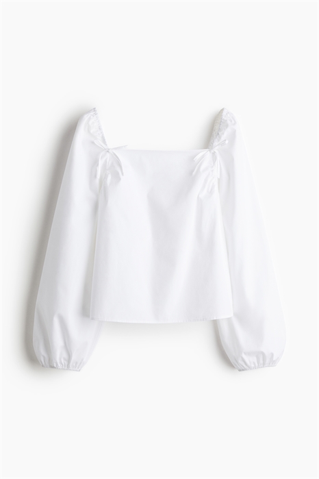 Блузка из хлопка с декором в виде бантов 1252153002 - Фото 14157054
