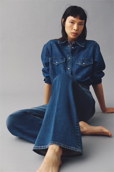 Расклешенные высокие джинсы 1302894011 - Фото 14160745