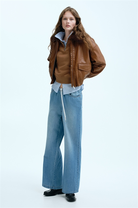 Джинсовые брюки с завязками артикул 1289533003