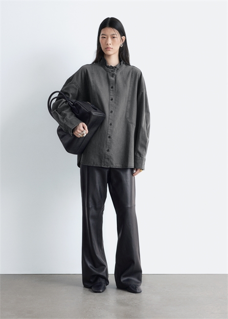 Джинсовая блузка с оборчатым воротником 1306973003 - Фото 14166138