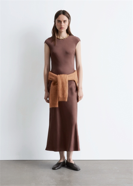 Облегающее платье макси из атласа 1324174002 - Фото 14166419