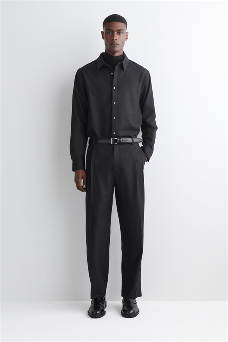 Плиссированные шерстяные брюки с прямыми штанинами 1289393002 - Фото 14167920