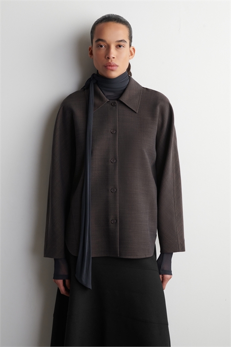 Рубашка из шерстяного бленда с закругленными краями артикул 1317353001