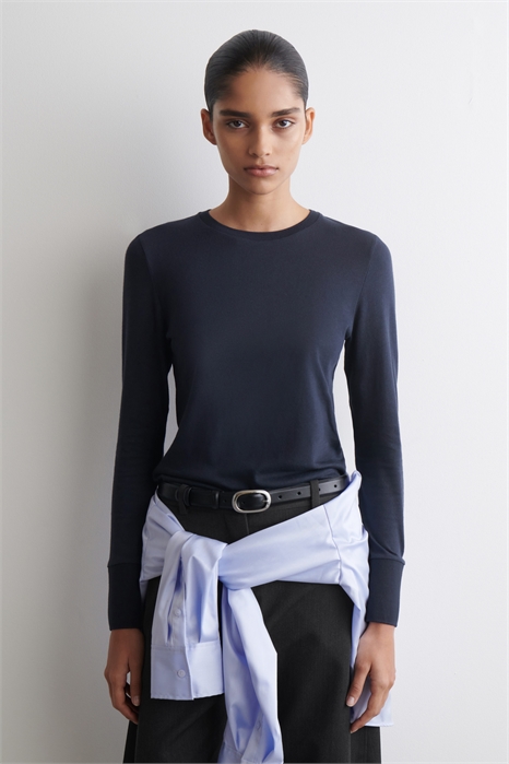 Топ с длинными рукавами из хлопка и джерси артикул 1314199002