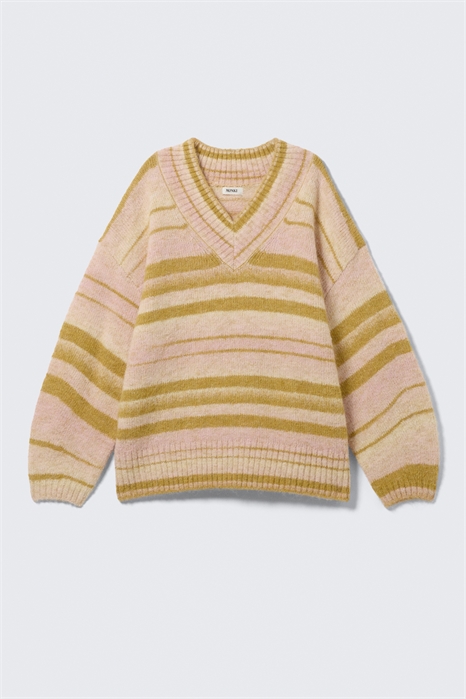 Вязаный свитер с V-образным вырезом в стиле оверсайз 1314990002 - Фото 14171867