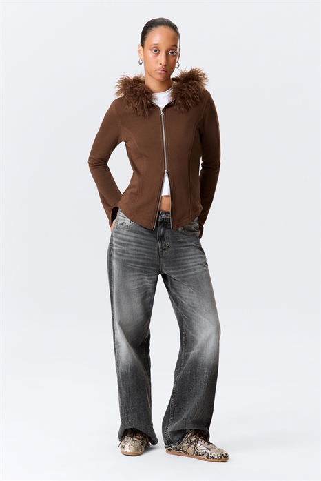 Приталенная толстовка на молнии с отделкой из искусственного меха 1320762001 - Фото 14172126