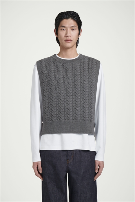 Шерстяной жилет с косами 1216114003 - Фото 14172629