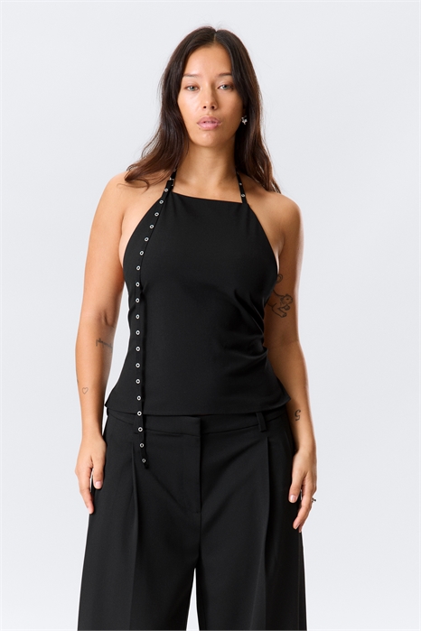 Топ с вырезом халтер с деталями из люверсов 1311603001 - Фото 14174175