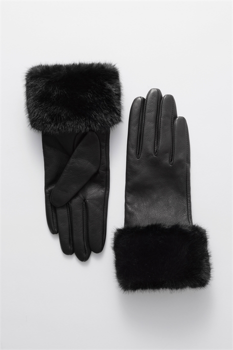 Кожаные перчатки с отделкой из искусственного меха 1268195001 - Фото 14175232