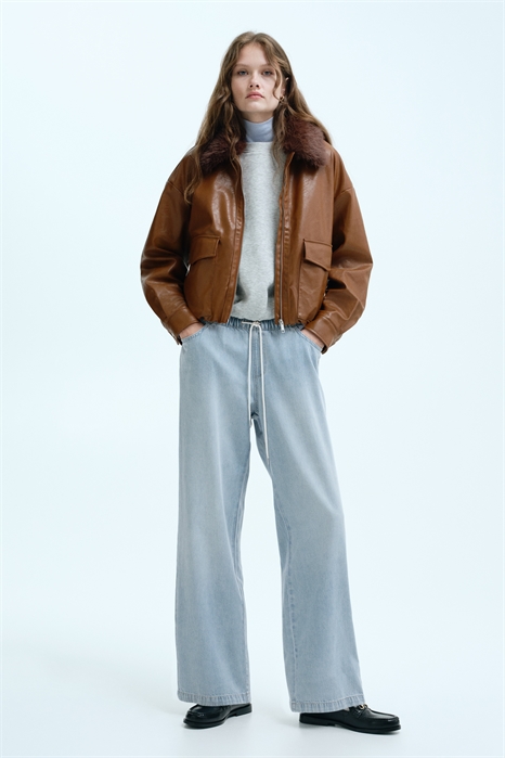 Джинсовые брюки с завязками артикул 1289533001