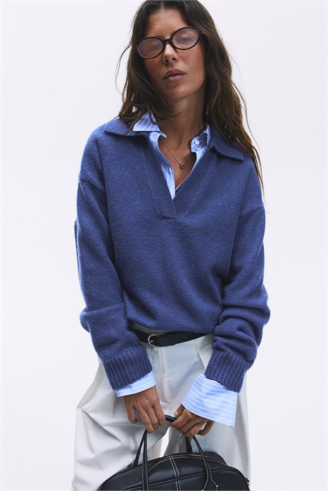 Джемпер с воротником из тонкой вязки 1093199016 - Фото 14179018