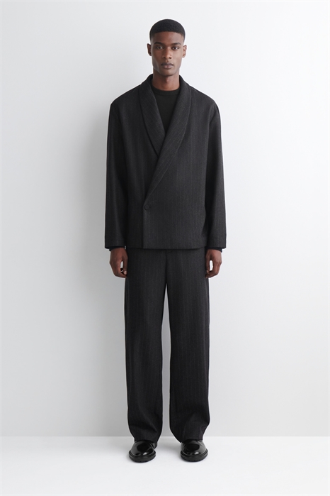 Шерстяные брюки в полоску с расслабленной посадкой 1315384001 - Фото 14179137