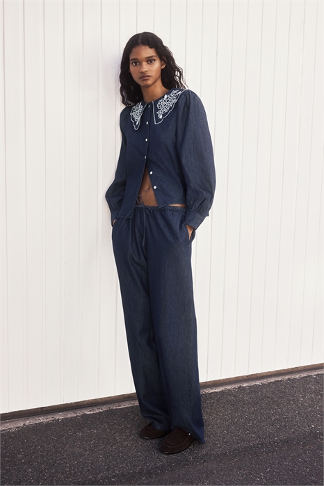 Джинсовые брюки со шнурком 1316804001 - Фото 14180136