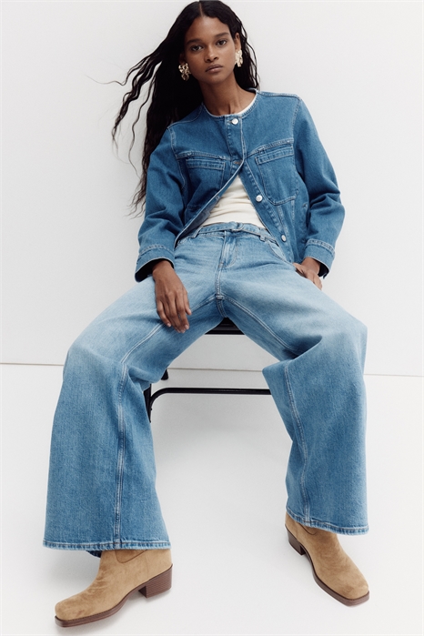 Широкие ультравысокие джинсы 1316805002 - Фото 14180147