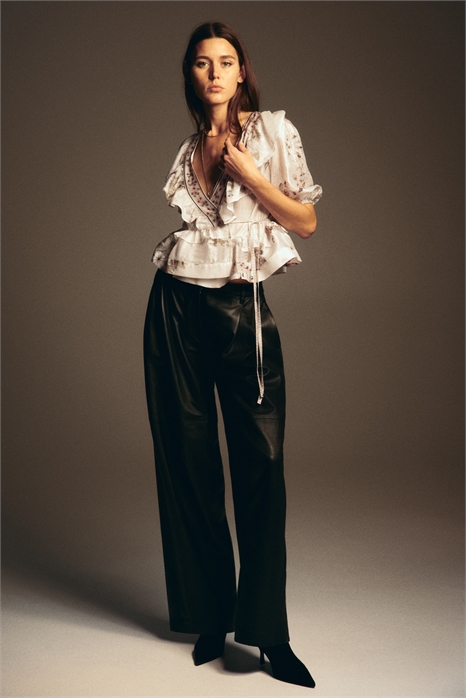 Топ с воланами из льняного бленда 1317012001 - Фото 14180162