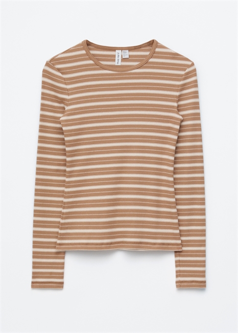 Ребристый топ с длинными рукавами 1304037014 - Фото 14182094