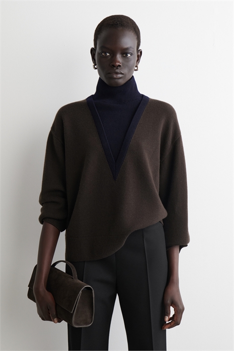 Многослойный джемпер с высоким вырезом из мериносовой шерсти артикул 1313089001