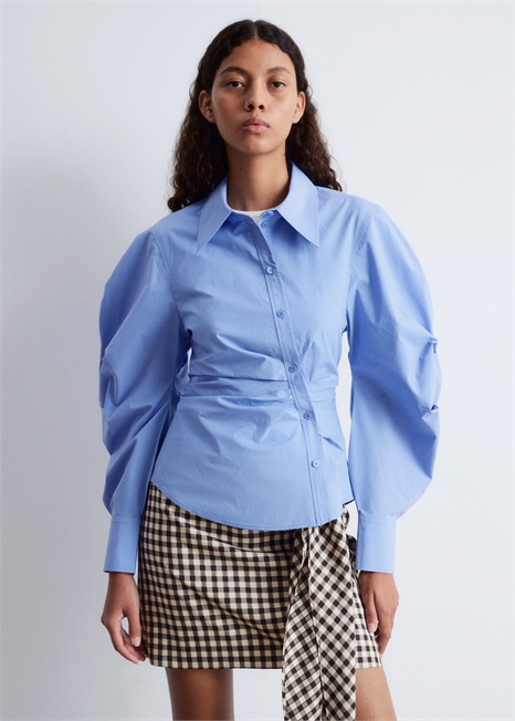 Асимметричная хлопковая рубашка артикул 1258159005