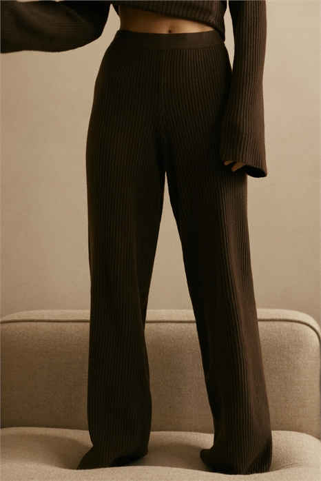 Широкие брюки с ребристой вязкой артикул 1323189001