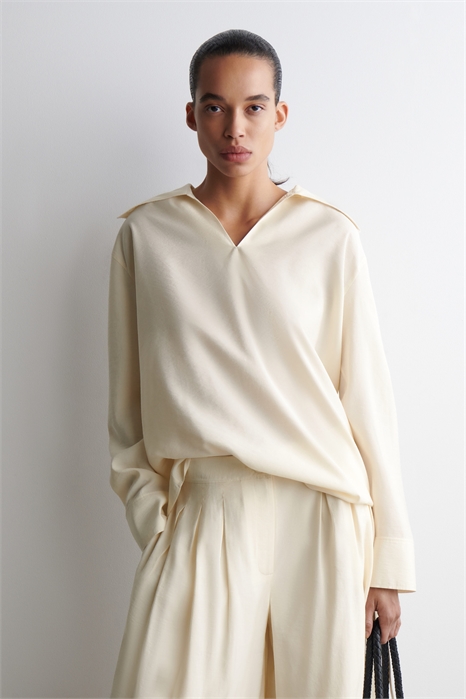 Модальная блузка с широким воротником артикул 1309659001