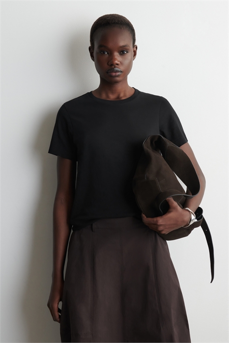 Хлопковая футболка с круглым вырезом артикул 1326324002