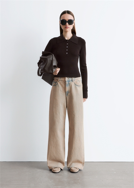 Джинсы с широкими штанинами артикул 1259944012