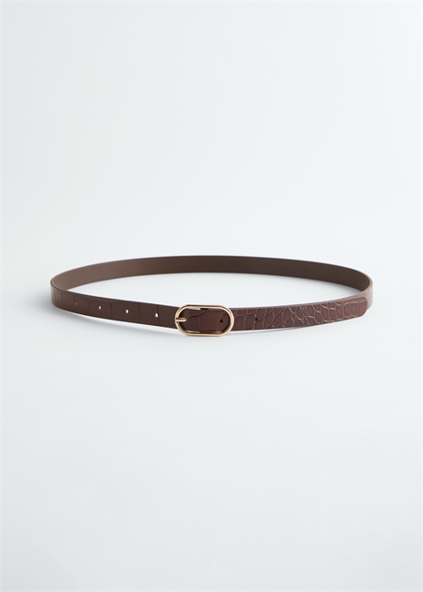 Тонкий кожаный ремень артикул 1278524004