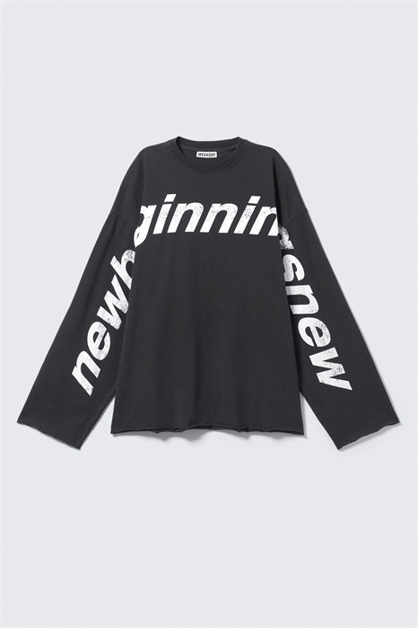 Хлопковый топ с длинными рукавами и принтом в стиле оверсайз артикул 1307532001