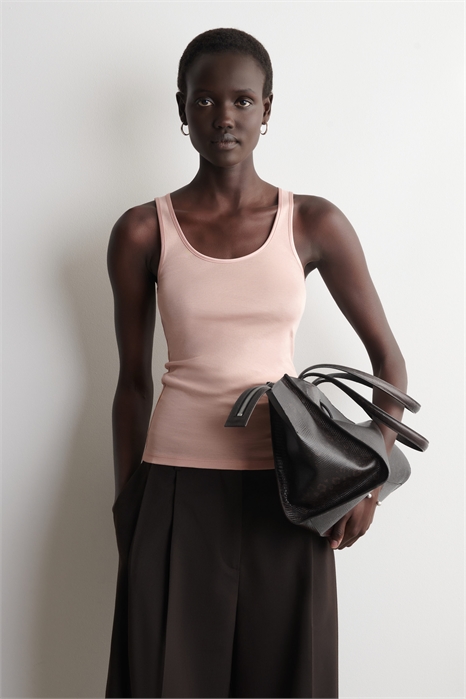 Майка из хлопкового джерси с атласной отделкой артикул 1327649002