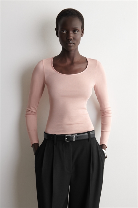 Хлопковая джерси с атласной отделкой и длинными рукавами артикул 1332195002