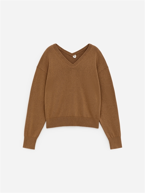 Свитер с V-образным вырезом из хлопчатобумажной шерсти артикул 1332290002