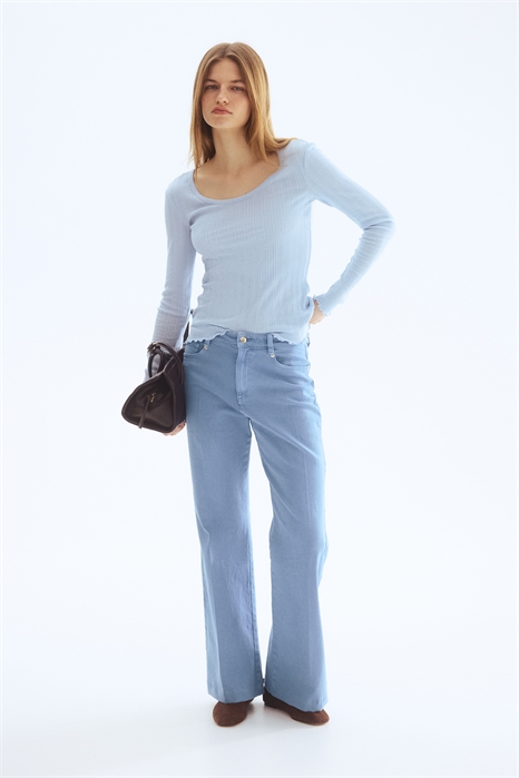 Брюки с расклешенными штанинами из твила артикул 1320752001