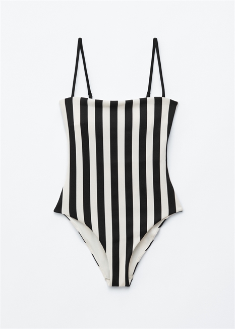 Полосатый купальник с квадратным вырезом артикул 1309472001