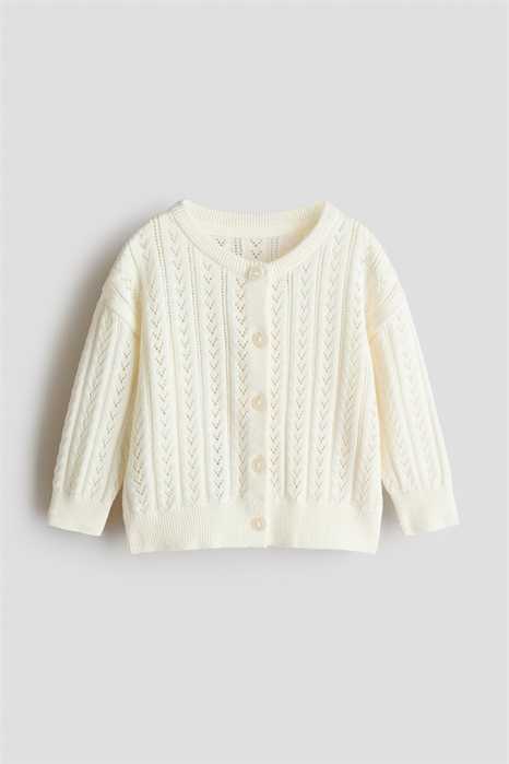 Кардиган из хлопка с узорчатой вязкой артикул 1230505010